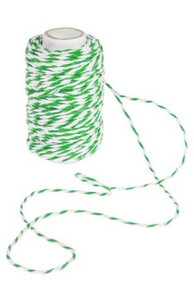 Baumwollkordel weiss/grün, D=2mm, 25m